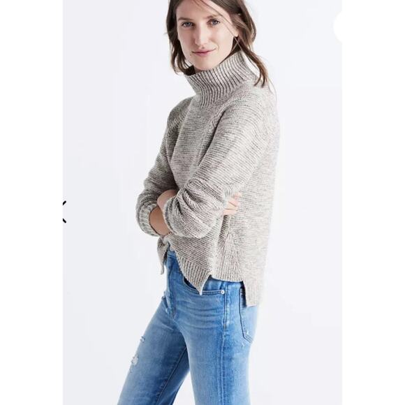 Madewell Raglan Turtleneck Sweater Gray Cotton Blend XXS - Picture 1 of 7